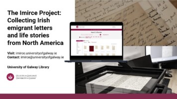 The Imirce Project: Collecting Irish emigrant letters and life stories from North America, ca. 1680-1990