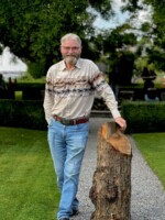 Woodturner, Liam O' Neill in the Garden of Butler House