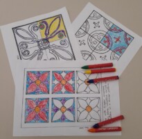 Tintern Tiles colouring in workshop