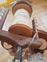 Spinning on the Spinning Wheel and Drop Spindle