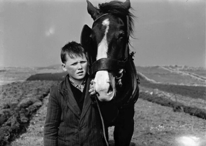 Farming on coast in Gaoth Dobhair old photo boy Farming on coast in Gaoth Dobhair old photo boy