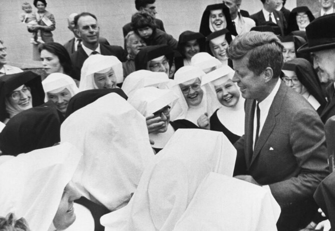 President kennedy with nuns in ireland bettmann