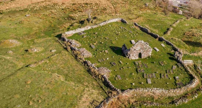 Aerial view of St Carthas Old Church Graveyard 2