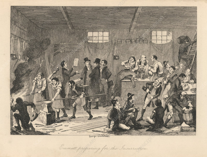 Emmett preparing for the insurrection by Cruickhank 1854 British Library Science Photo Library