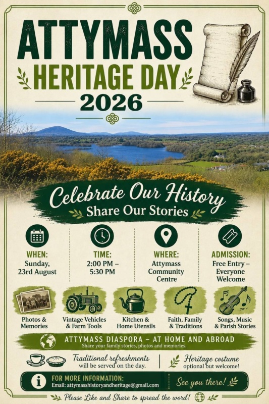 Attymass heritage day poster 2026 Attymass heritage day poster 2026